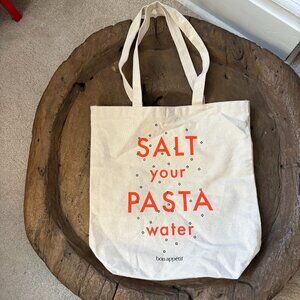 Bon Appétit Salt Your Pasta Water cotton canvas reusable tote bag 15" square